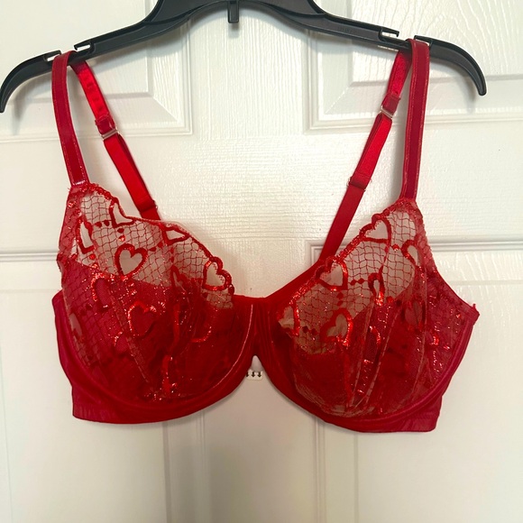 Savage X Fenty Other - SAVAGE X FENTY 38DDD red balconette, sheer w/red glider threaded hearts